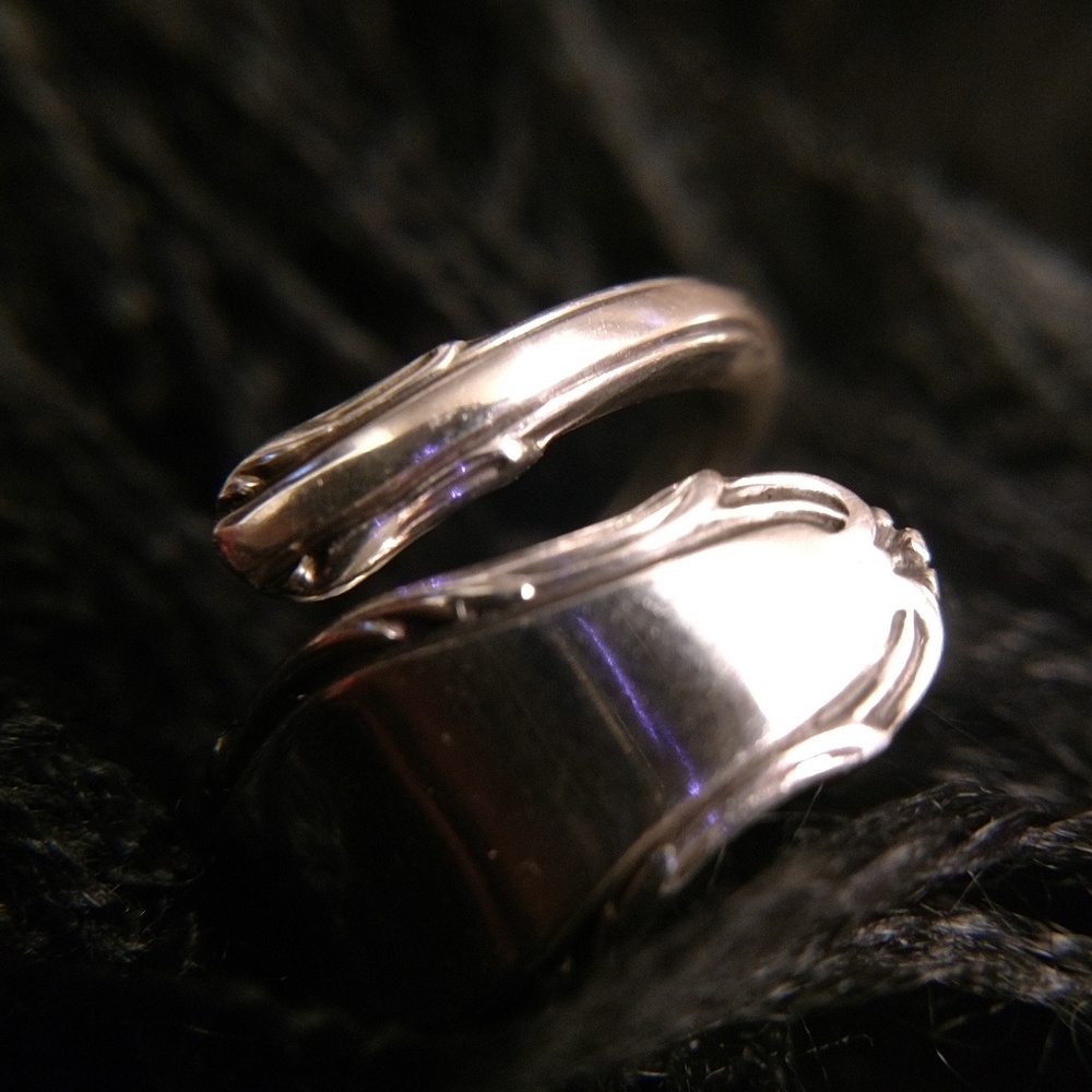 Antique Estate Sterling Silver Spoon Ring Designer Hand Crafted